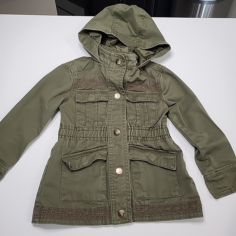 ME JANE MINI Army Green 3T Hooded Utility Jacket with‎ Lace